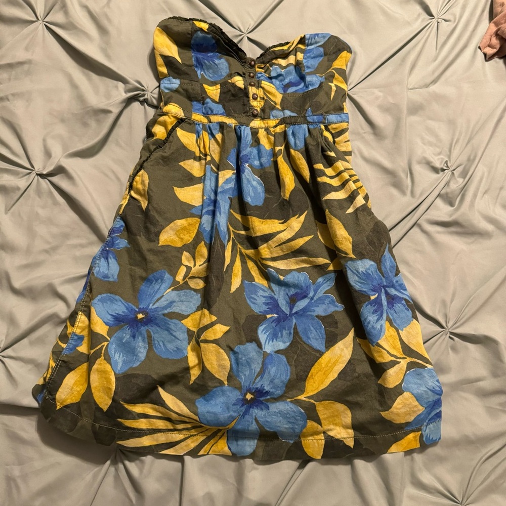 Hollister Dress in Blue and Yellow Floral